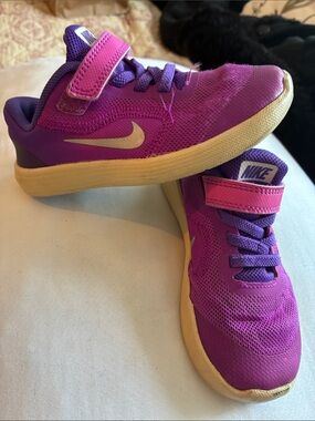 Nike Kids Purple and Pink Velcro Athletic Sneakers